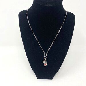 Vintage Catherine Popesco Love Lock Key Crystal Heart Charms Chain Necklace